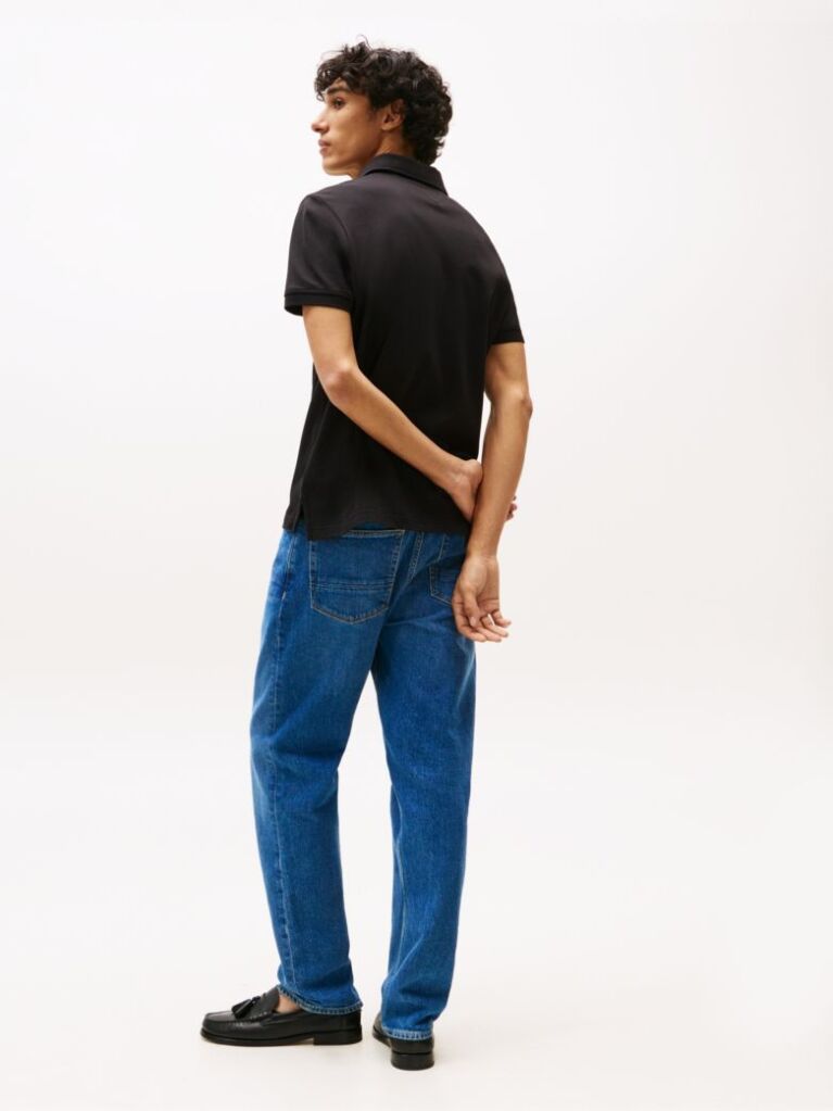 Black Regular Fit Concealed Placket Polo Shirt  Men