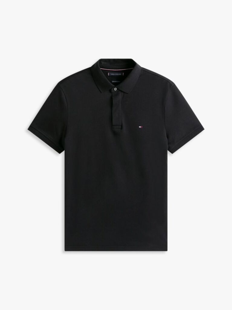 Black Regular Fit Concealed Placket Polo Shirt  Men