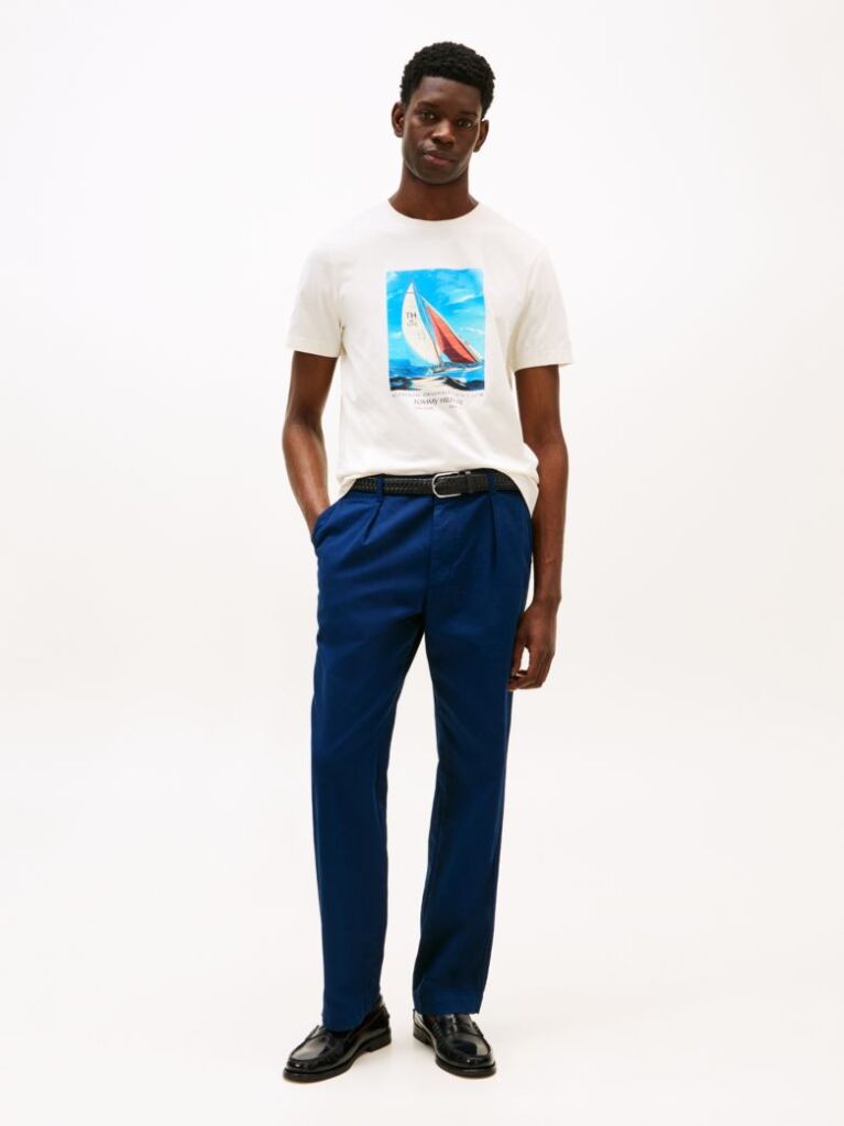 White Photo Print Cotton T-Shirt  Men
