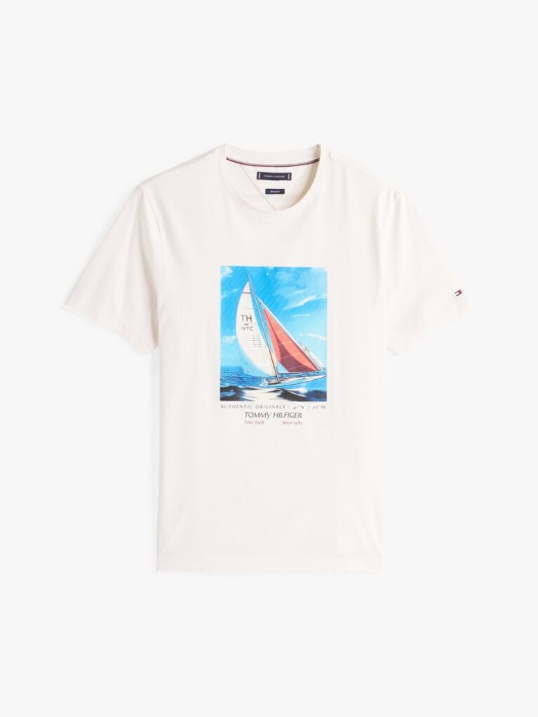 White Photo Print Cotton T-Shirt  Men