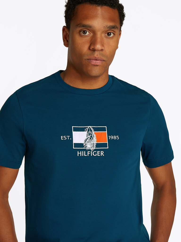 Μπλε T-Shirt Με Λογότυπο Και Κανονική Λαιμόκοψη  Άνδρες