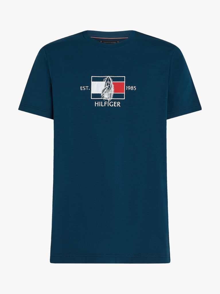 Μπλε T-Shirt Με Λογότυπο Και Κανονική Λαιμόκοψη  Άνδρες