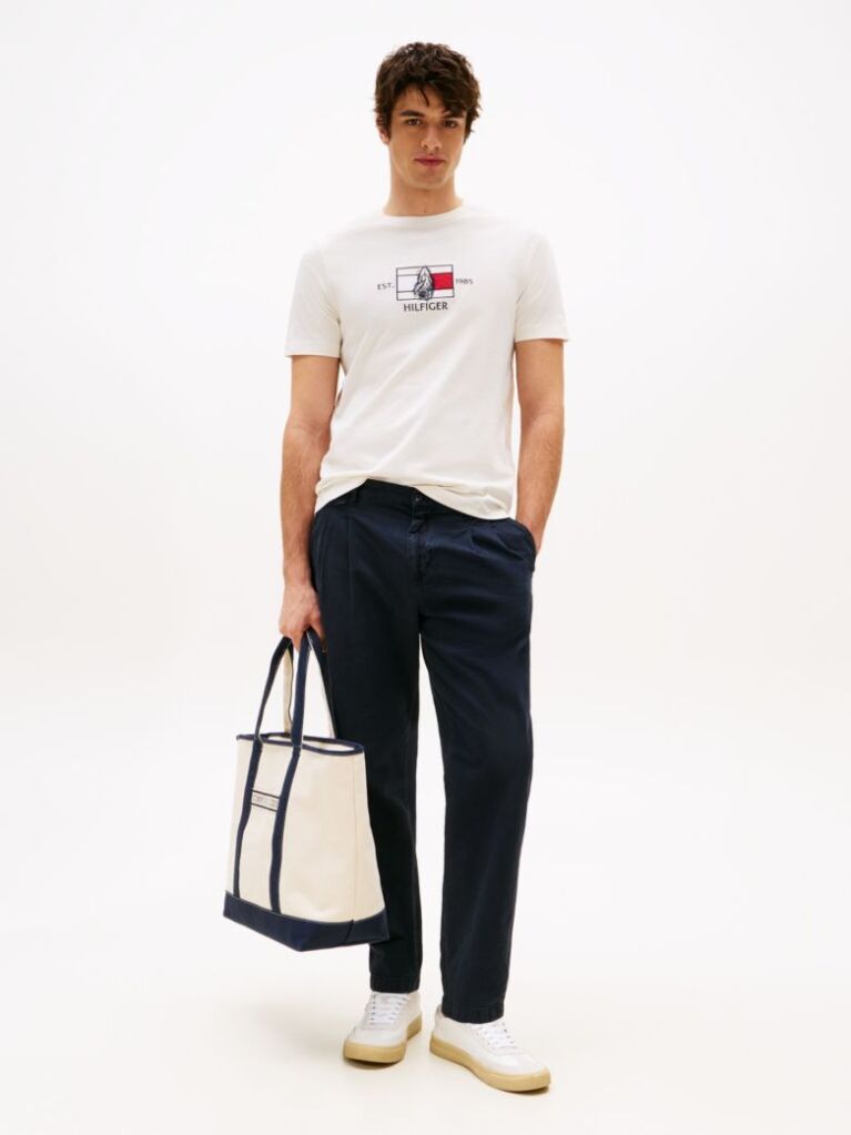 White Logo Graphic Crew-Neck T-Shirt  Men