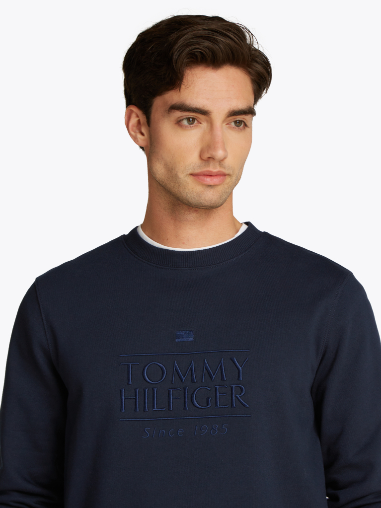 Blue Logo Embroidery Sweatshirt  Men
