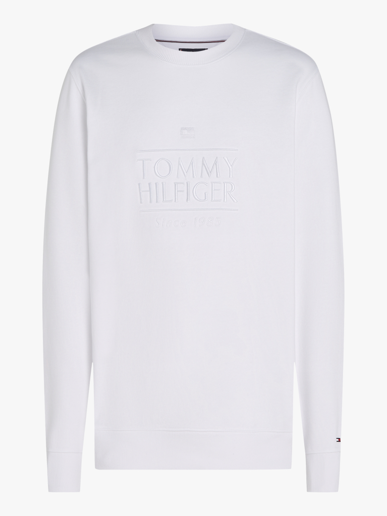 White Logo Embroidery Sweatshirt  Men
