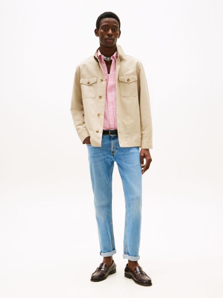 Beige Smart Casual Performance Shirt Jacket  Men