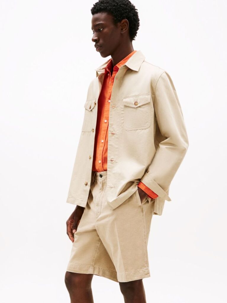 Beige Smart Casual Performance Shirt Jacket  Men