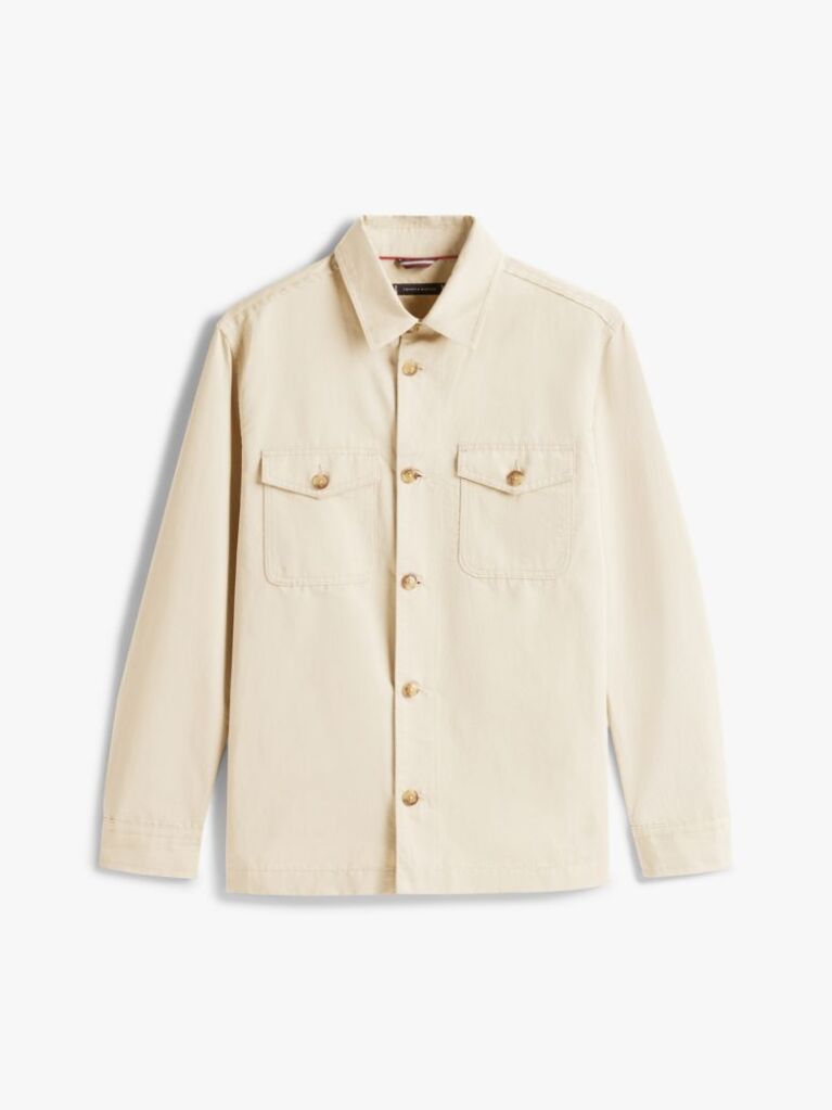 Beige Smart Casual Performance Shirt Jacket  Men