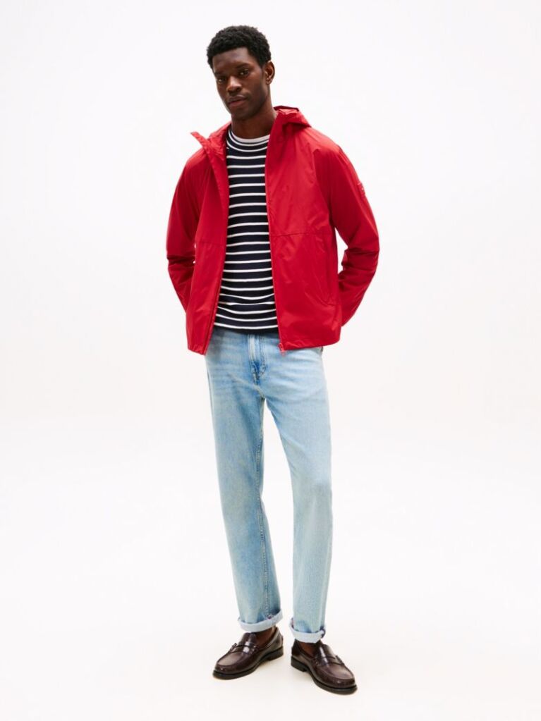 Red Logo Patch Hooded Jacket  Men