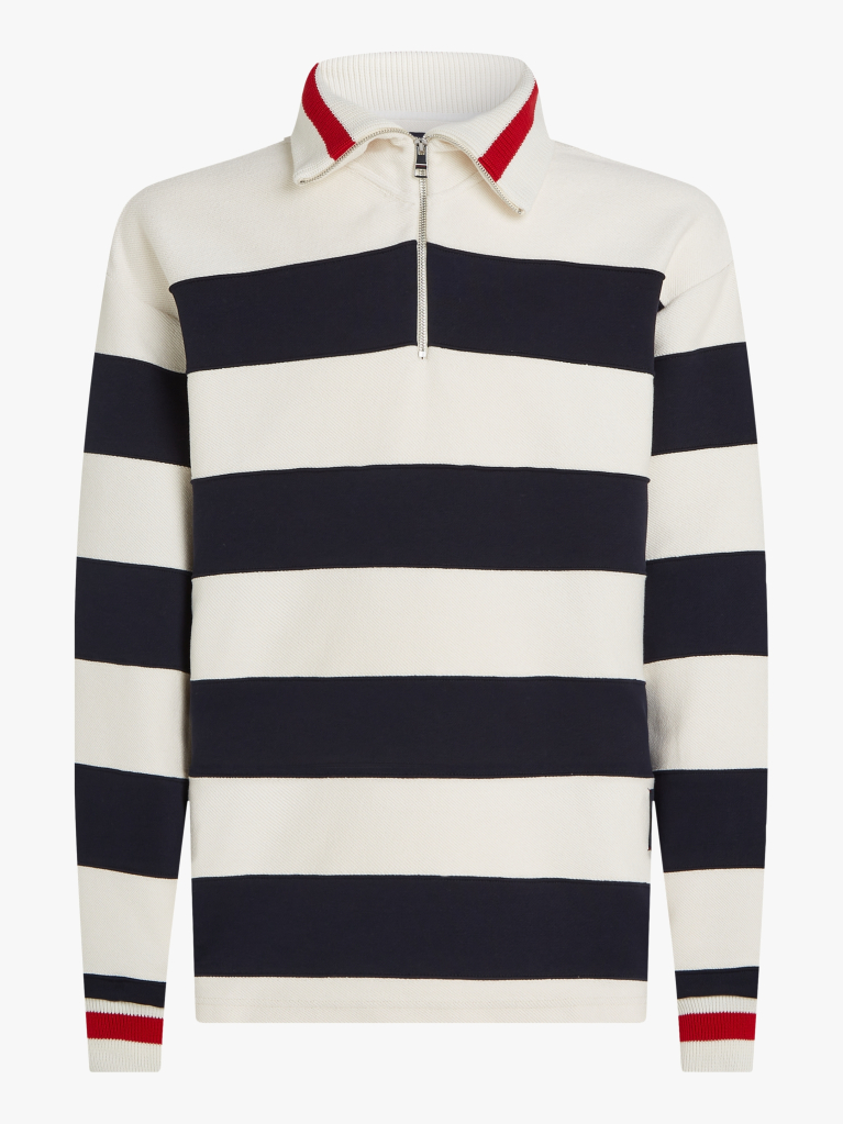 Multi Boxy Breton Stripe Half-Zip Hoody  Men