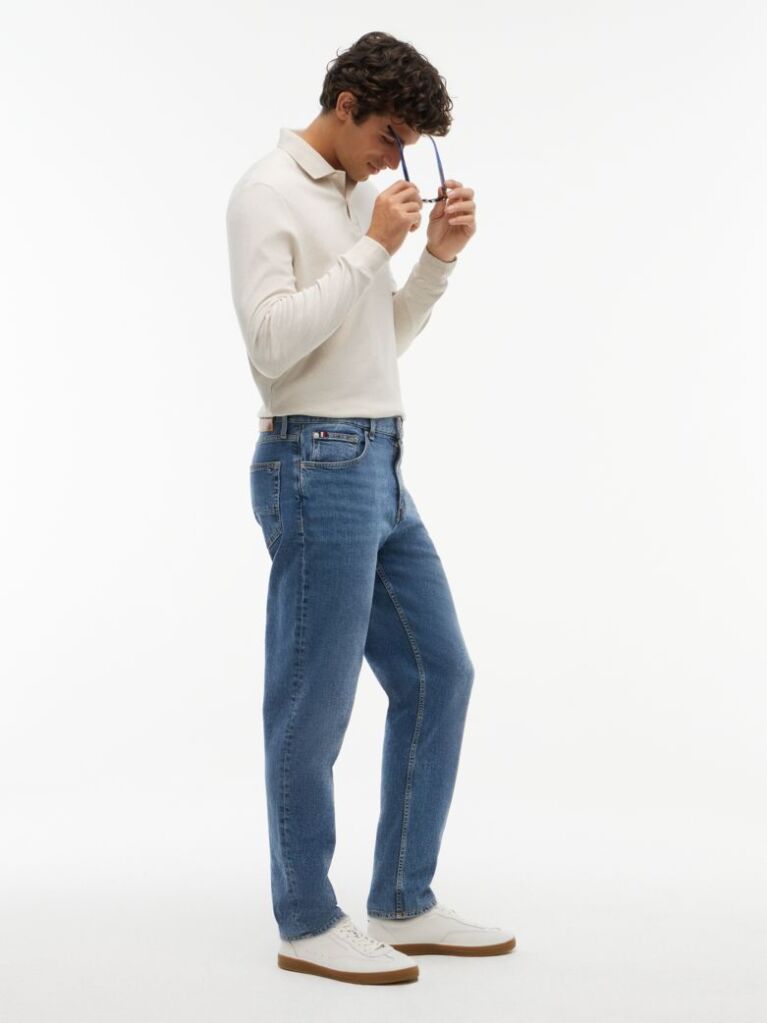 Blue Harlem Regular Tapered Faded Jeans  Men