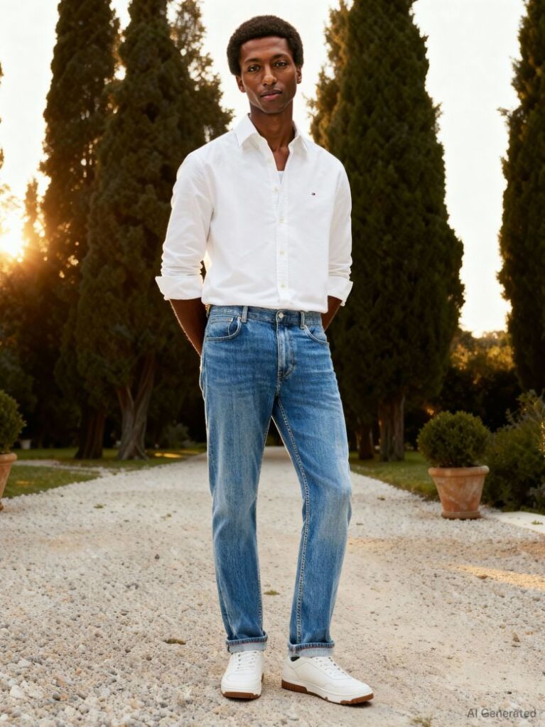 Blue Harlem Regular Tapered Faded Jeans  Men