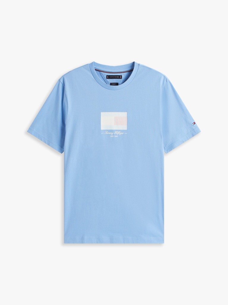 Μπλε Ριγέ T-Shirt Με Σημαία  Άνδρες