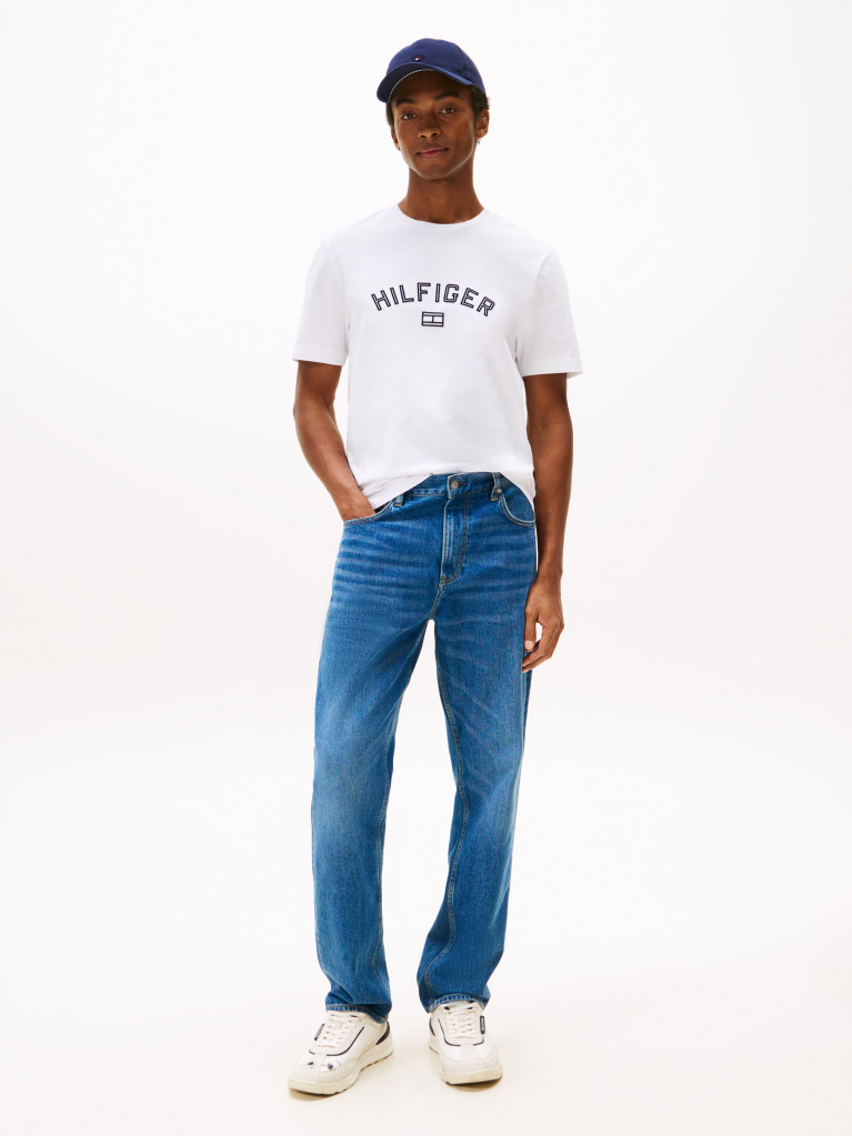 Άσπρο Hilfiger T-Shirt Με Flock Λογότυπο  Άνδρες