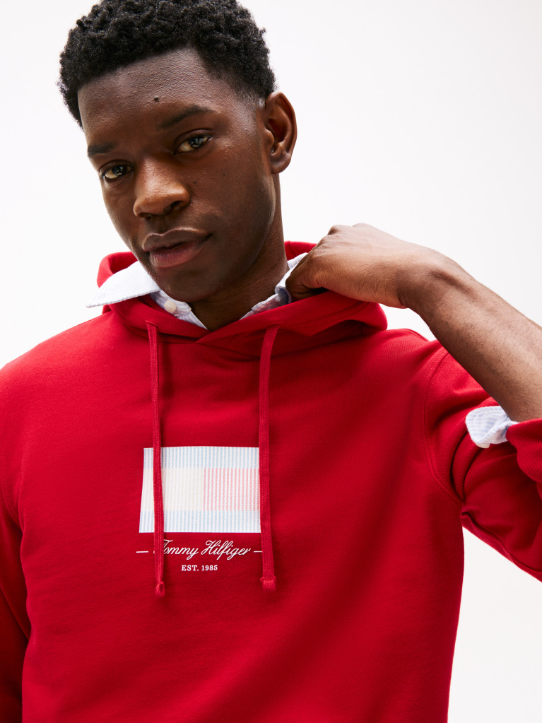 Κόκκινο Hoodie Με Σημαιάκι  Άνδρες
