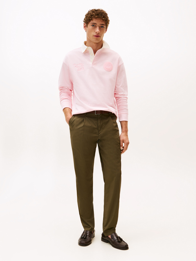 Pink Athleisure Crest Relaxed Rugby Shirt  Men
