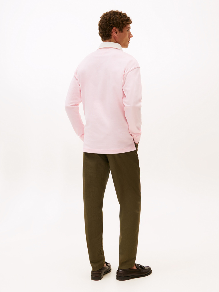Pink Athleisure Crest Relaxed Rugby Shirt  Men