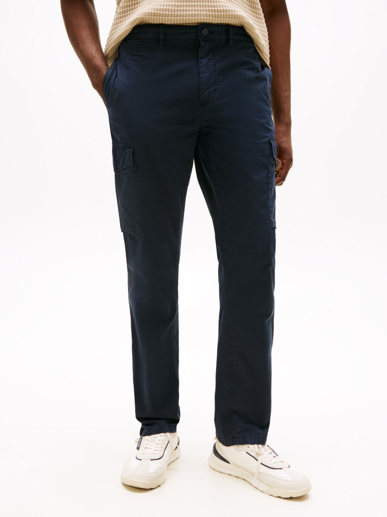 Blue Denton Straight Leg Twill Cargo Trousers  Men