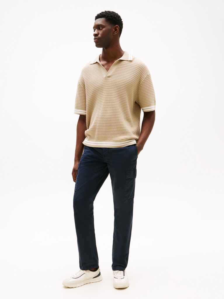 Blue Denton Straight Leg Twill Cargo Trousers  Men