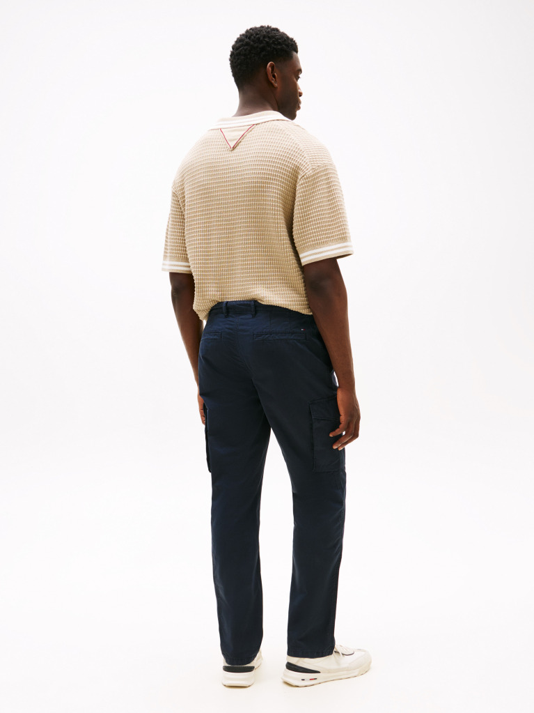 Blue Denton Straight Leg Twill Cargo Trousers  Men
