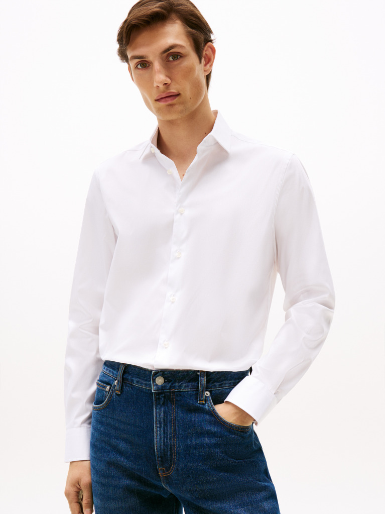 White Smart Casual TH Flex Slim Fit Shirt  Men