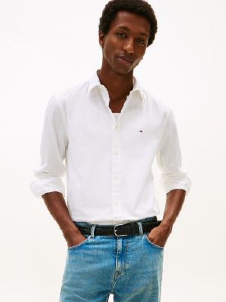 White TH Flex Regular Fit Poplin Shirt  Men