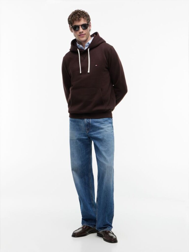 Brown Flag Embroidery Fleece Hoody  Men