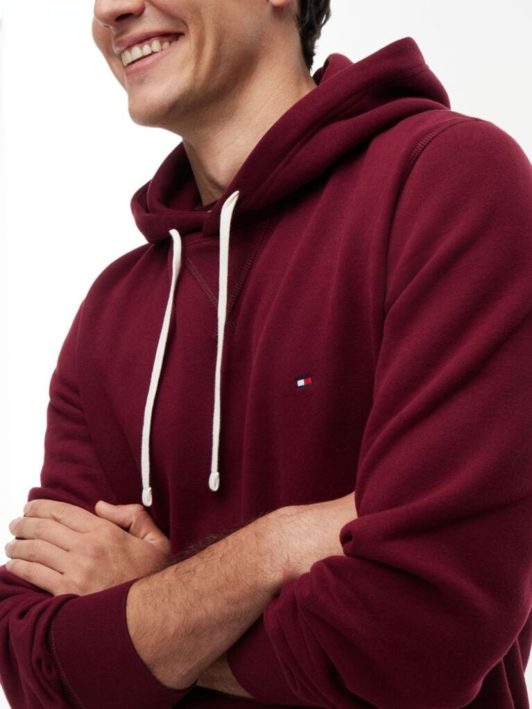 Κόκκινο Fleece Hoody Με Κεντητή Σημαία  Άνδρες