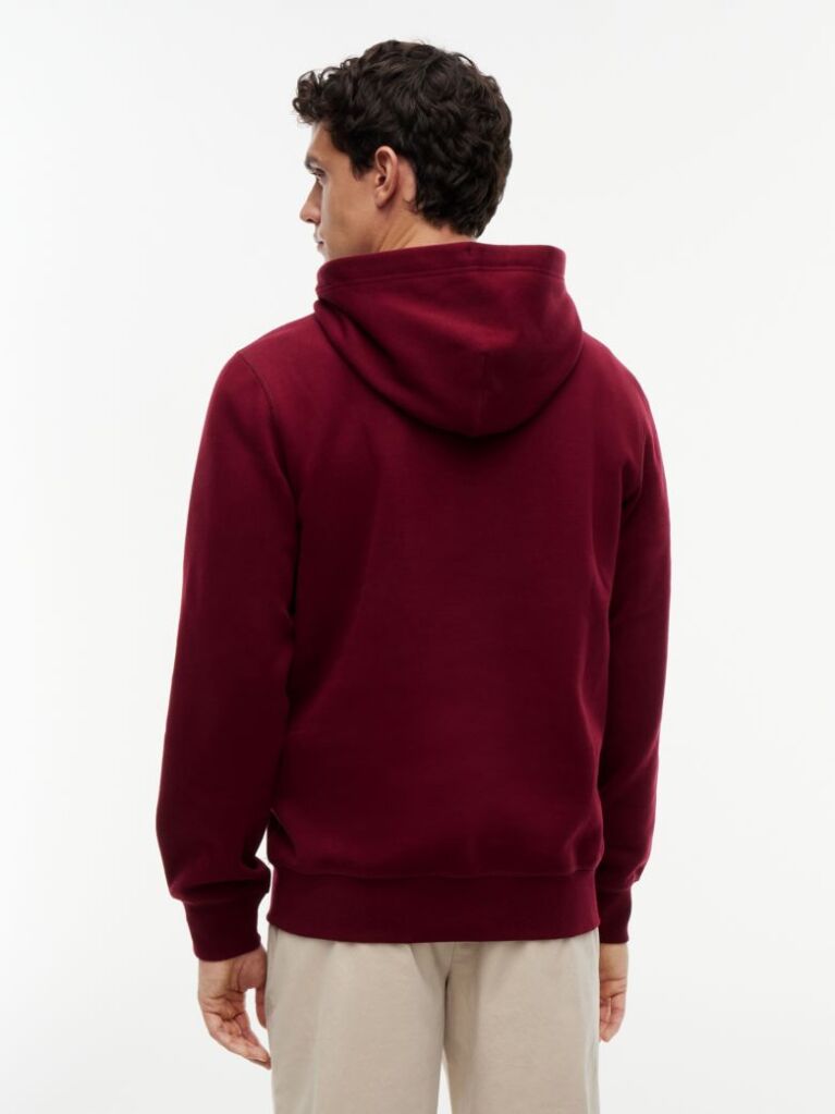 Κόκκινο Fleece Hoody Με Κεντητή Σημαία  Άνδρες