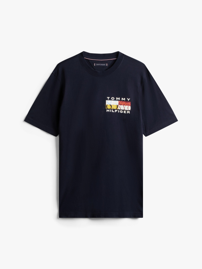 Blue Logo Print Jersey Crew Neck T-Shirt  Men