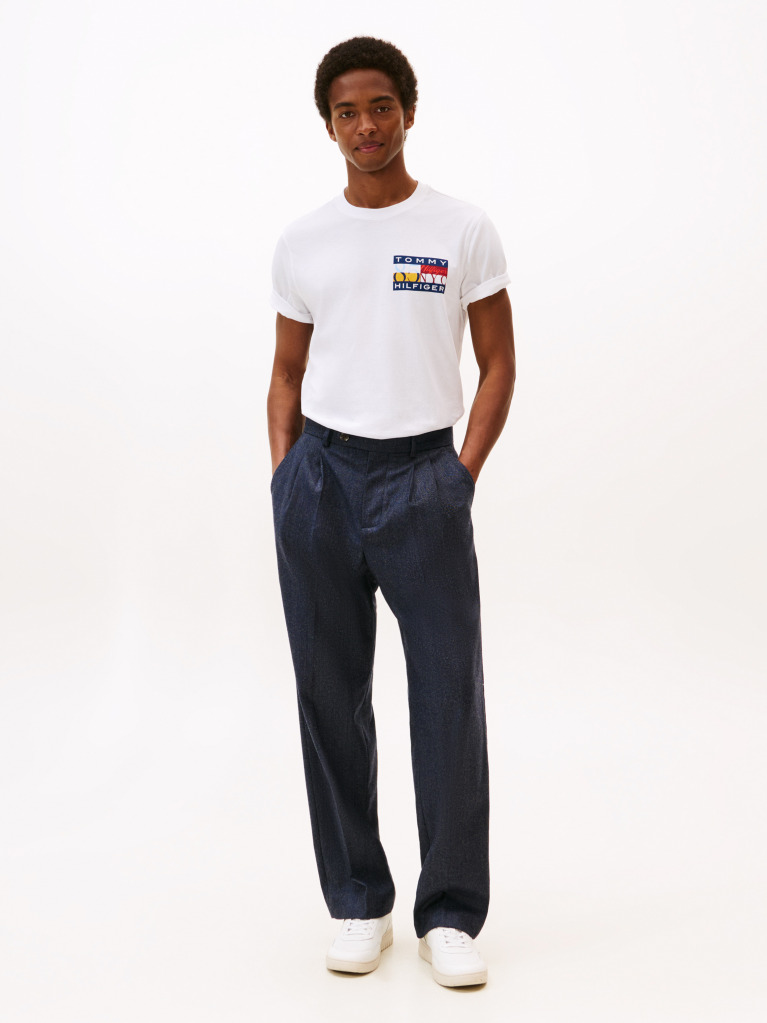 White Logo Print Jersey Crew Neck T-Shirt  Men