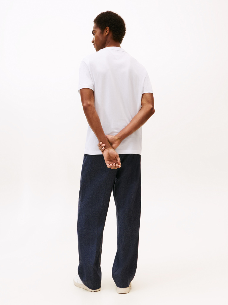 White Logo Print Jersey Crew Neck T-Shirt  Men