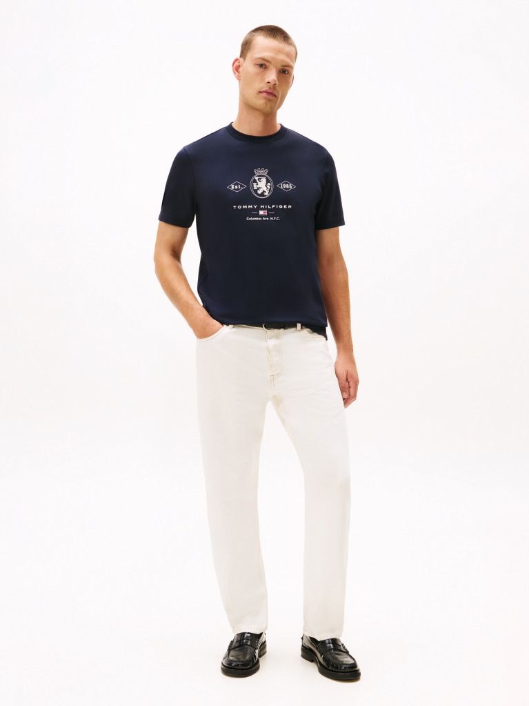 Μπλε Varsity Interlock T-Shirt Με Σχέδιο  Άνδρες