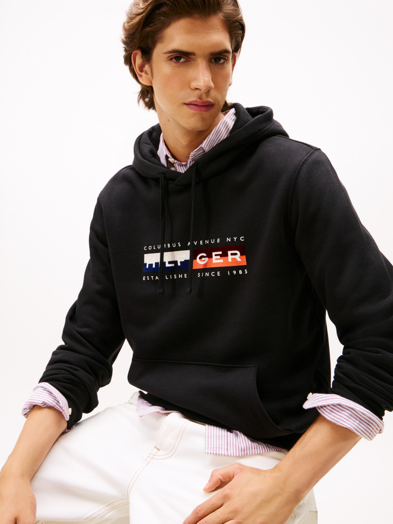 Μαύρο TH Hoodie Με Colour Block Σχέδιο  Άνδρες