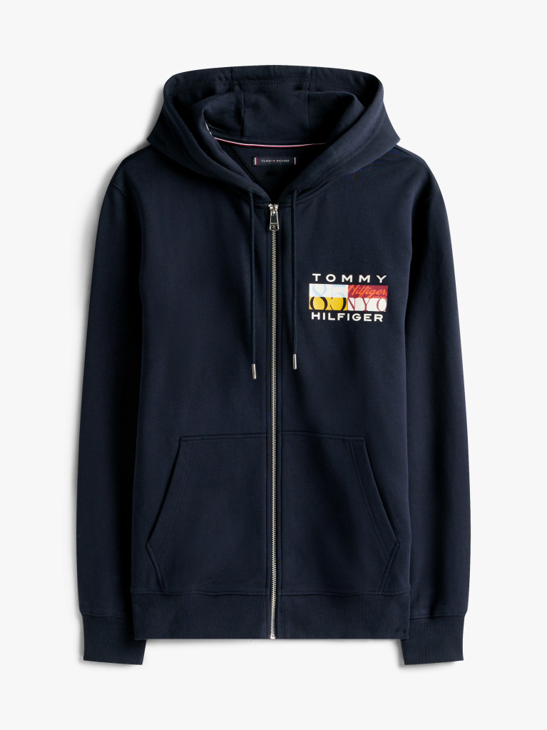 Blue TH Colour Flag Zip Through Hoodie  Men