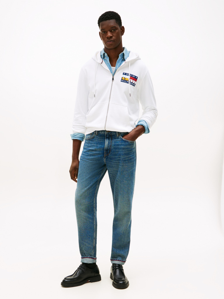 White TH Colour Flag Zip Through Hoodie  Men