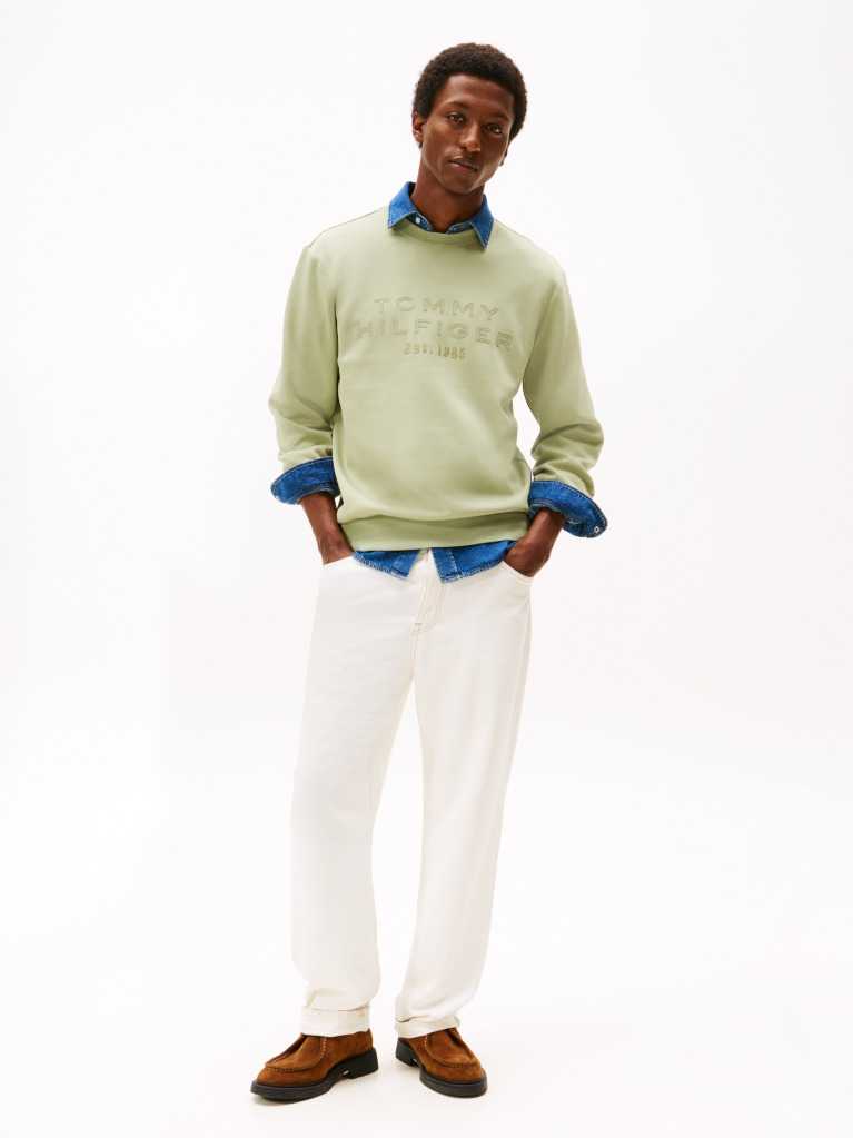 Green Nylon Applique Intechno Crew Sweatshirt  Men