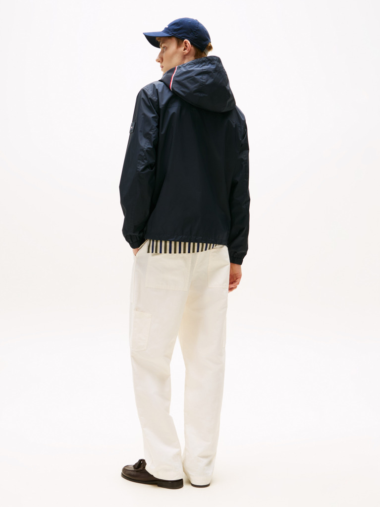Blue Windbreaker Hooded Jacket  Men