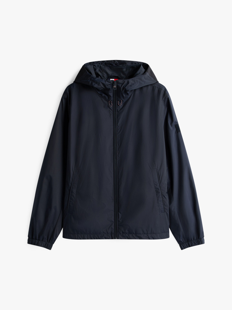 Blue Windbreaker Hooded Jacket  Men