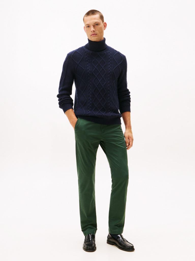 Green Denton Straight Twill Chinos  Men