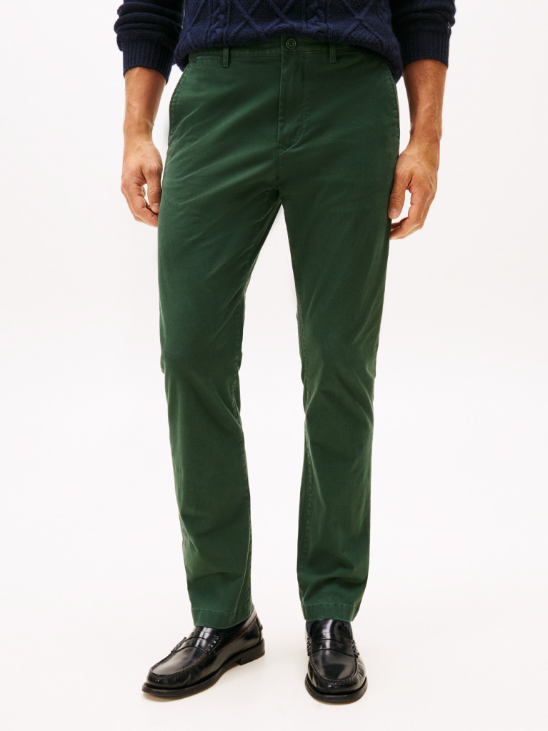 Green Denton Straight Twill Chinos  Men
