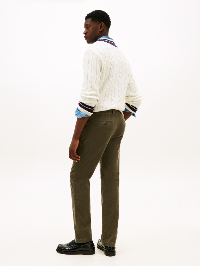Green Denton Straight Corduroy Chinos  Men