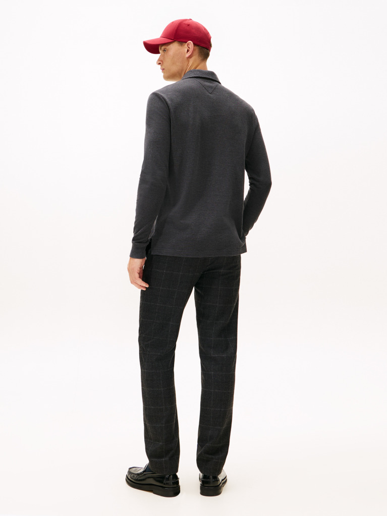 Grey Long-Sleeve Tonal Monotype Regular Polo  Men