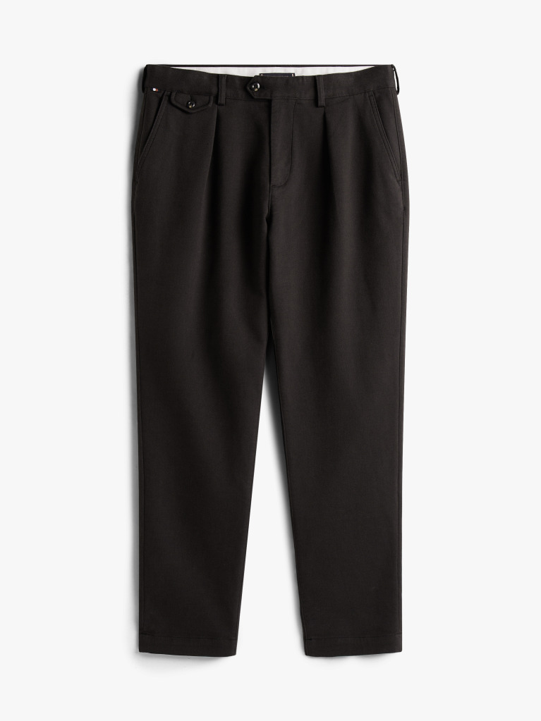 Black Harlem Tapered Pleated Twill Trousers  Men