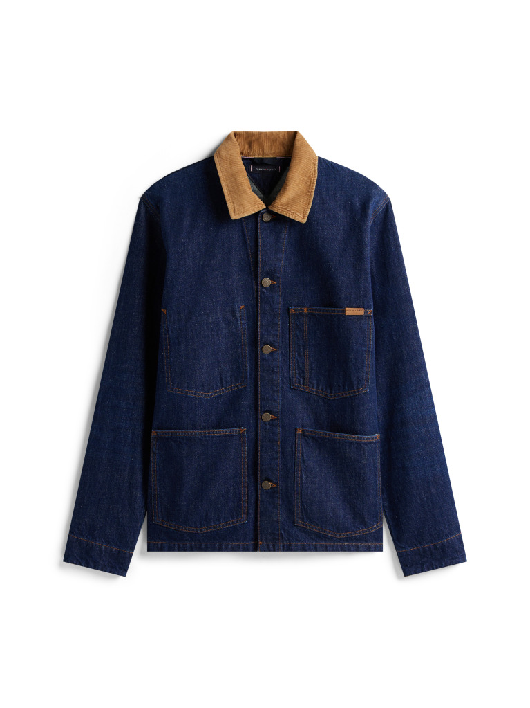 Blue Corduroy Collar Denim Chore Jacket  Men
