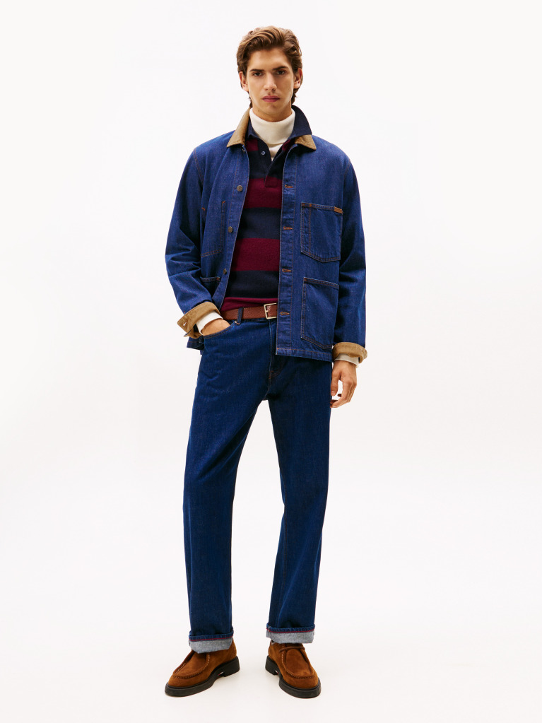 Blue Corduroy Collar Denim Chore Jacket  Men