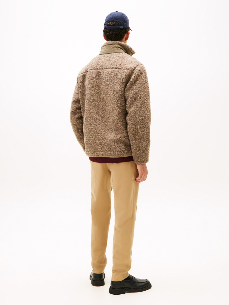 Μπεζ Teddy Fleece Τζάκετ Με Φερμουάρ  Άνδρες