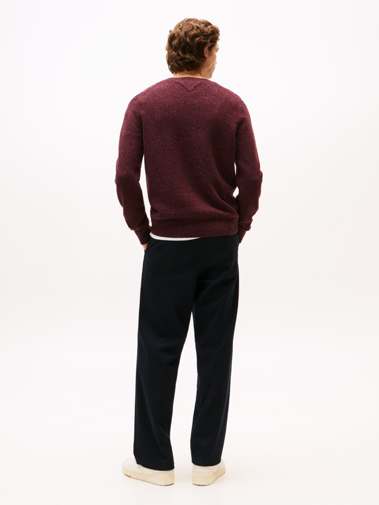Red Wool Blend Donegal Knit Jumper  Men