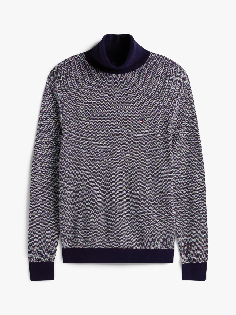 Multi Pima Cotton Roll Neck Sweater  Men