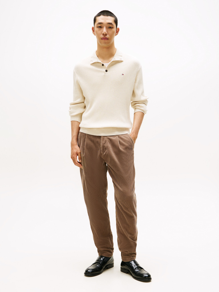 Beige Pima Cotton Mock Neck Sweater  Men